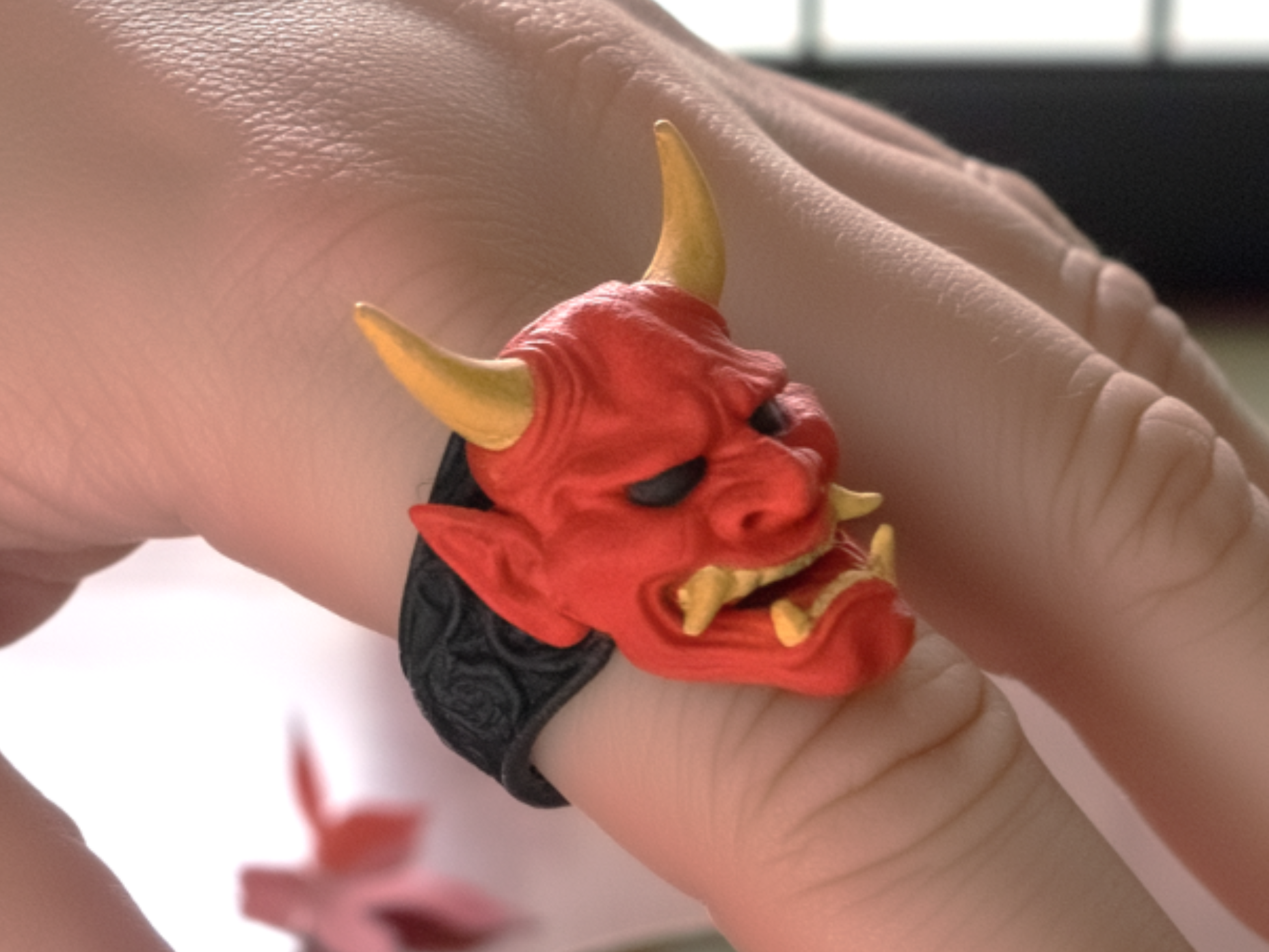 Hannya Mask Ring – Japanese Oni Demon, Samurai Horror Jewelry