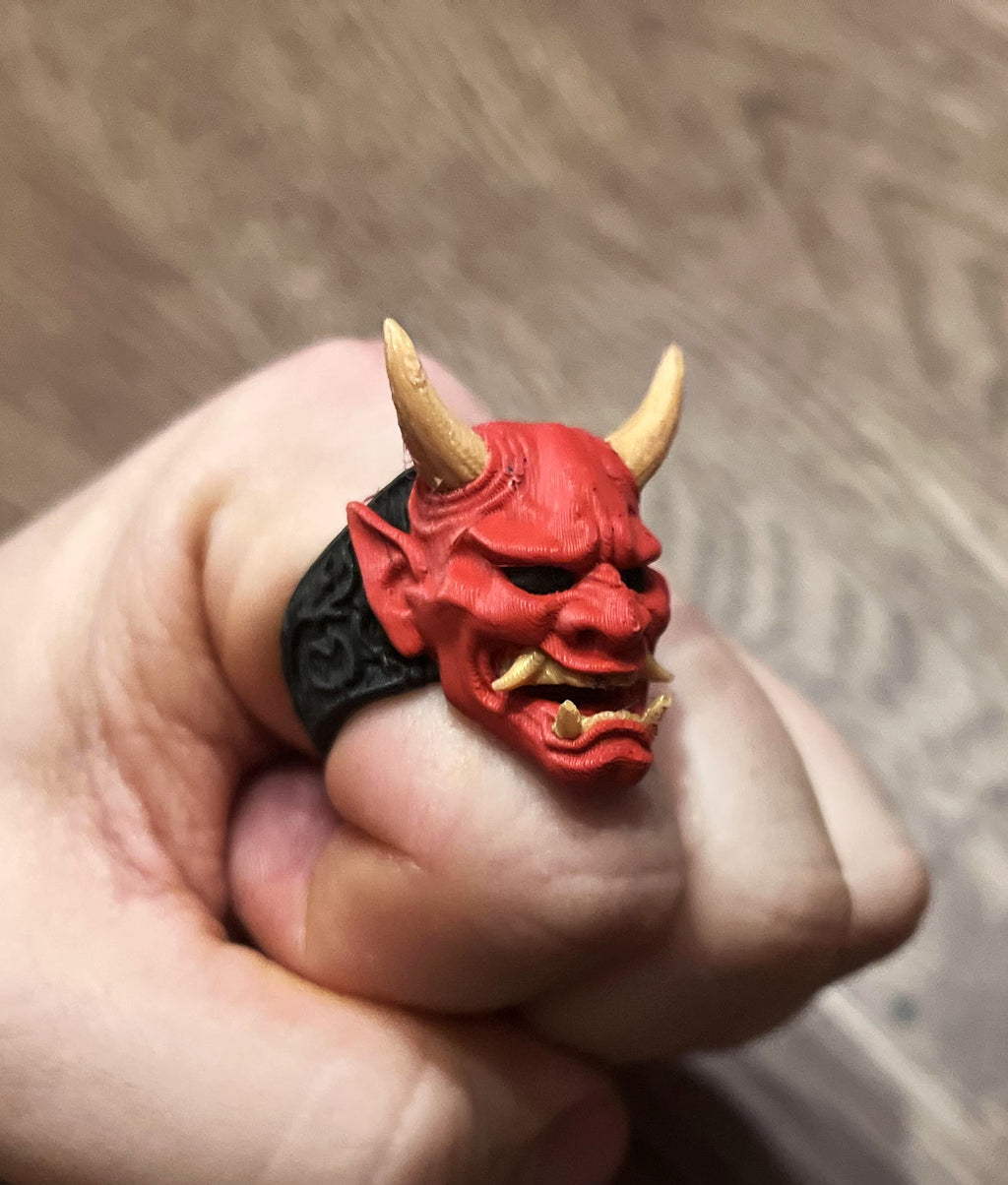 Hannya Mask Ring – Japanese Oni Demon, Samurai Horror Jewelry