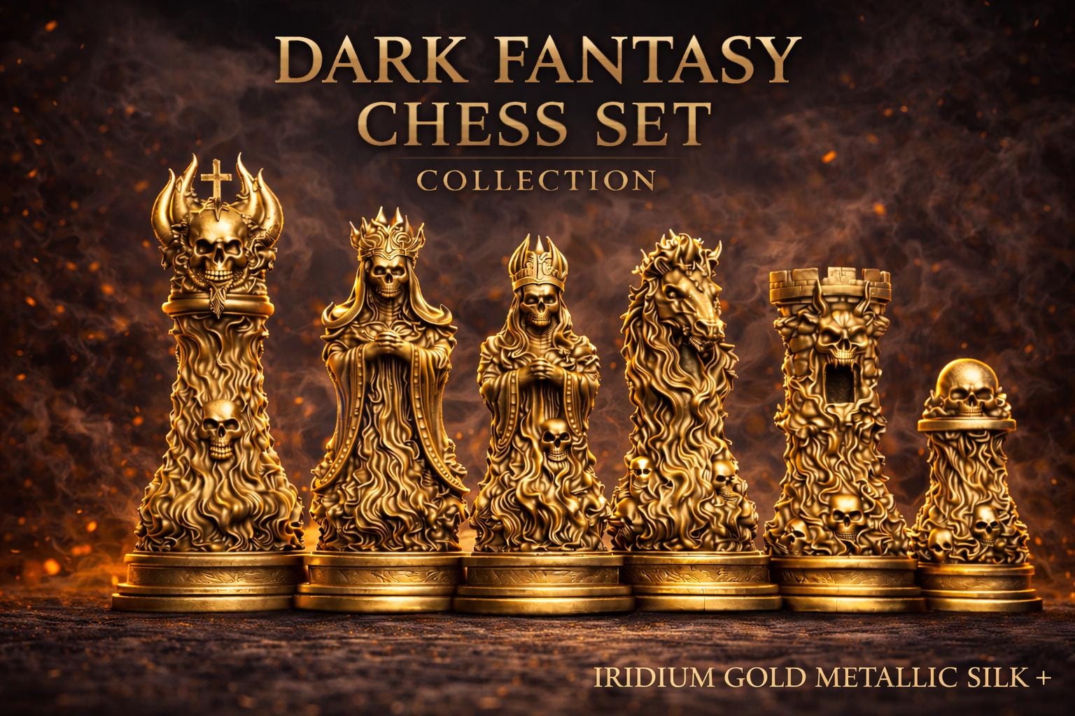 Dark Fantasy Chess Set - Skull Collection - Gothic Horror Masterpiece