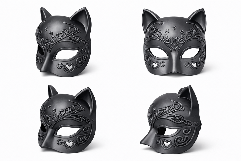 Gothic Cat Mask – Dark Venetian Feline Mask