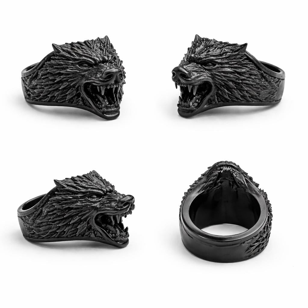 Savage Wolf Ring – Ferocious Alpha Predator Statement Piece