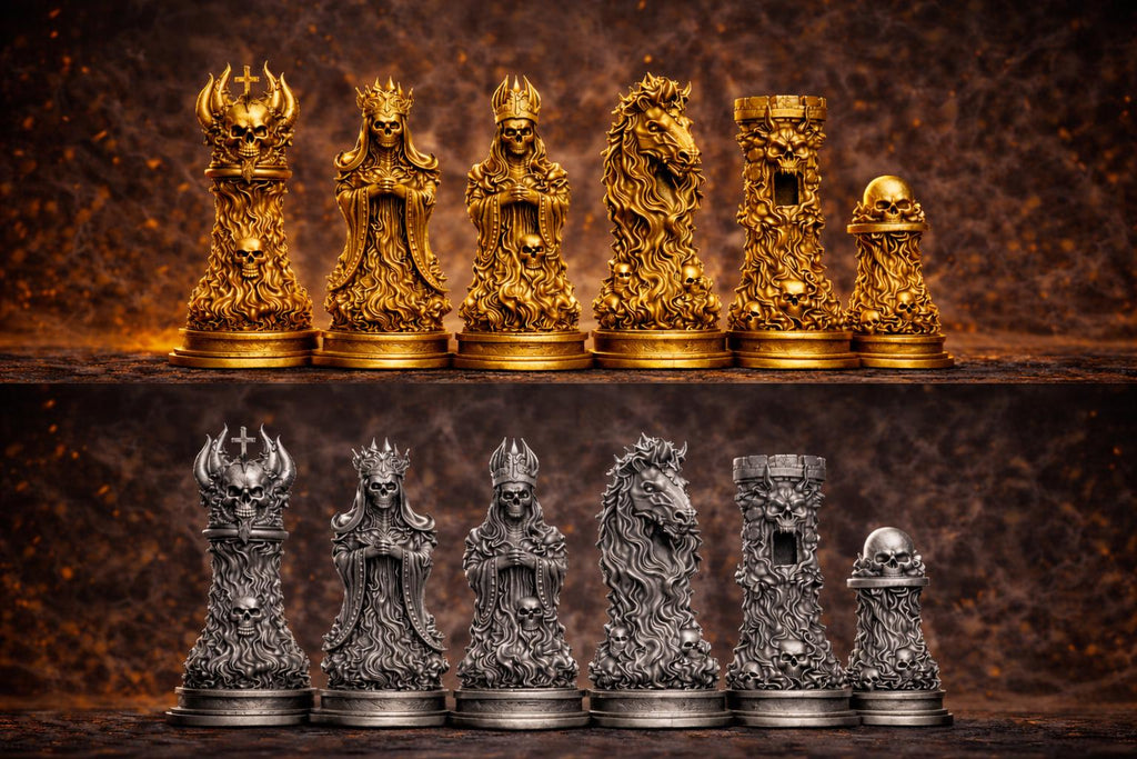 Dark Fantasy Chess Set - Skull Collection - Gothic Horror Masterpiece