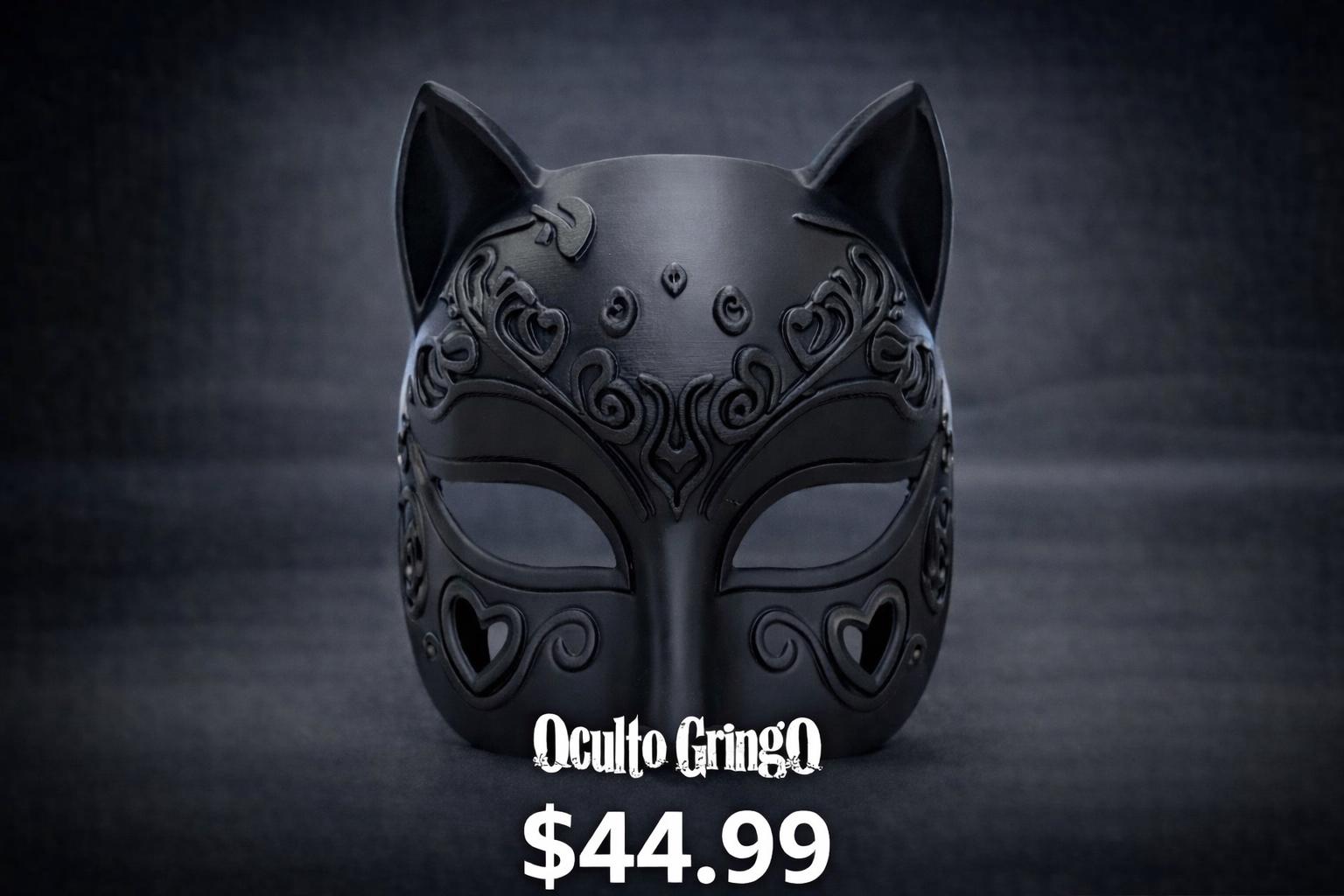 Gothic Cat Mask – Dark Venetian Feline Mask