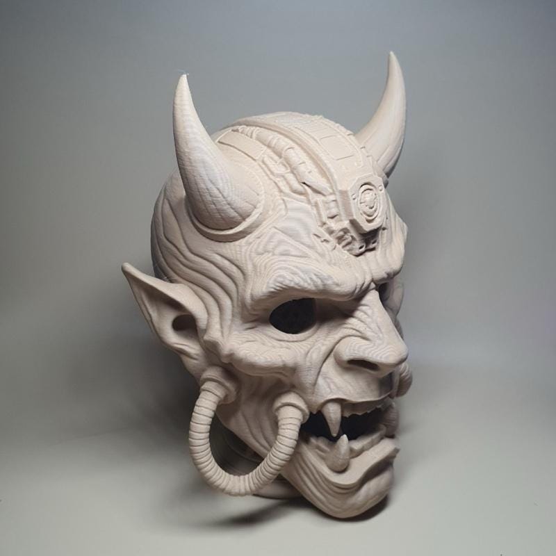 Cyberpunk steampunk Oni demon mask