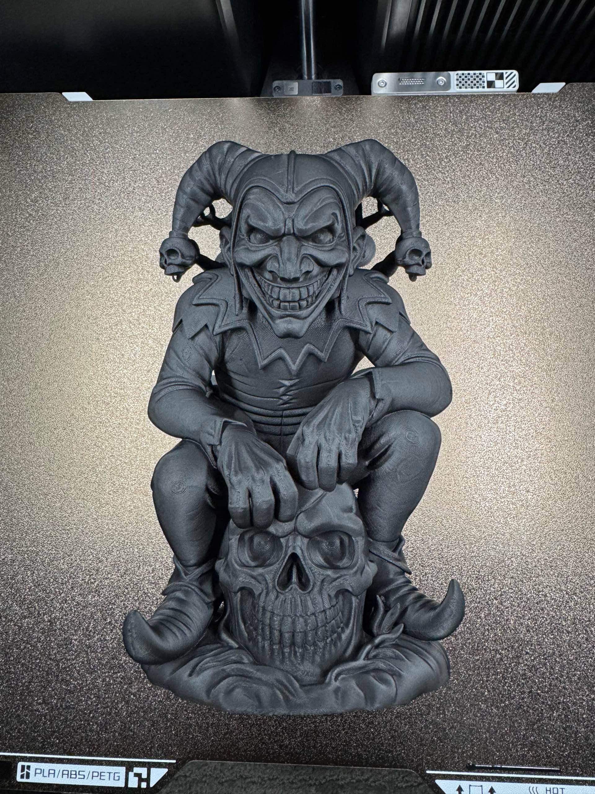 Evil Jester Skull Statue - Gothic Horror Decor, 3D Printed