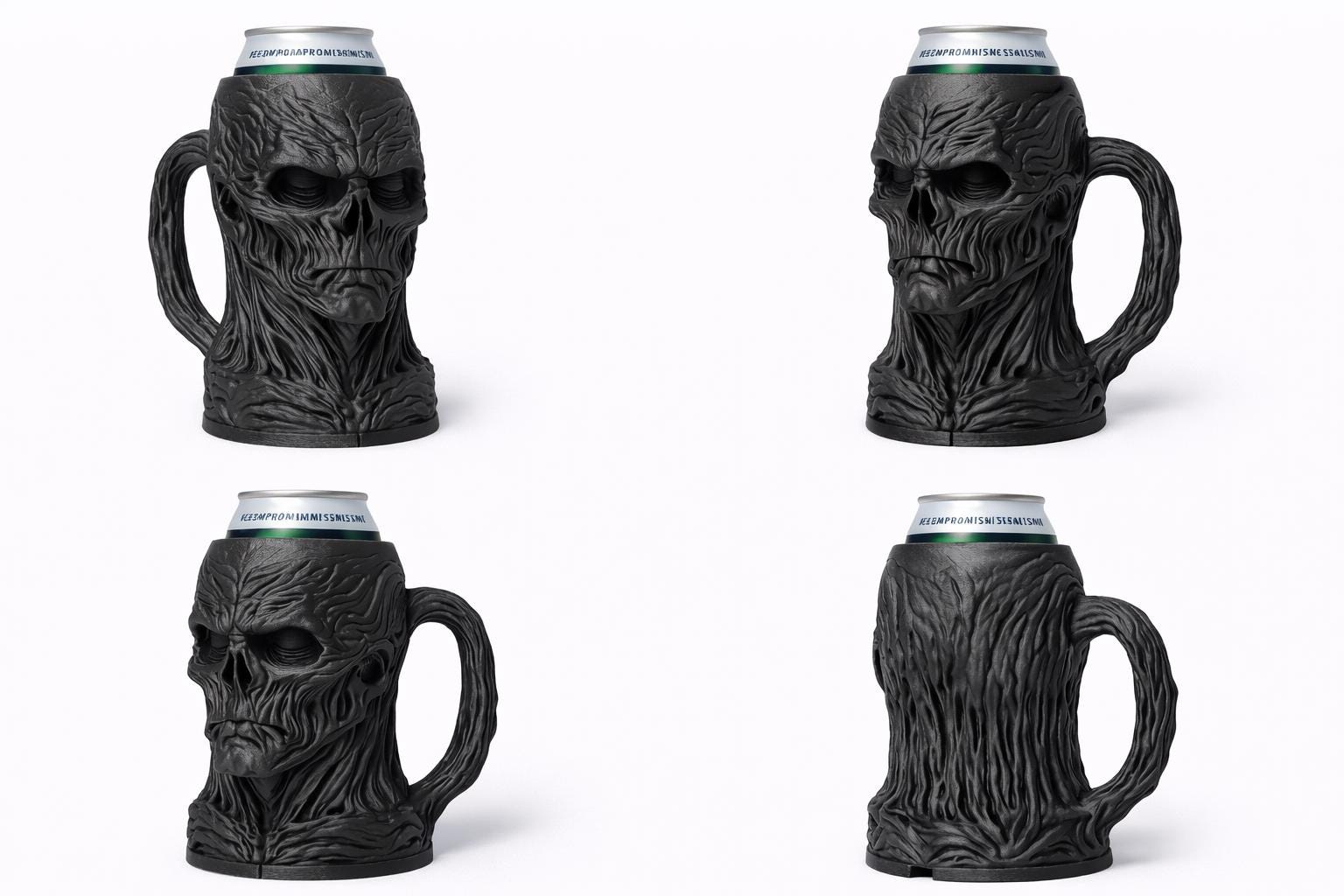 3D Printed Gothic Skull Beer Can Holder – Dark Fantasy Decor