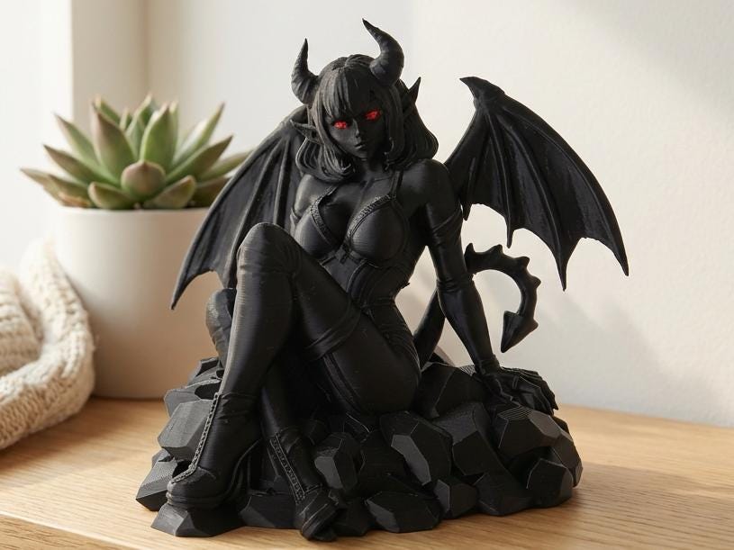 Demon Girl Figurine – Dark Fantasy Succubus Statue