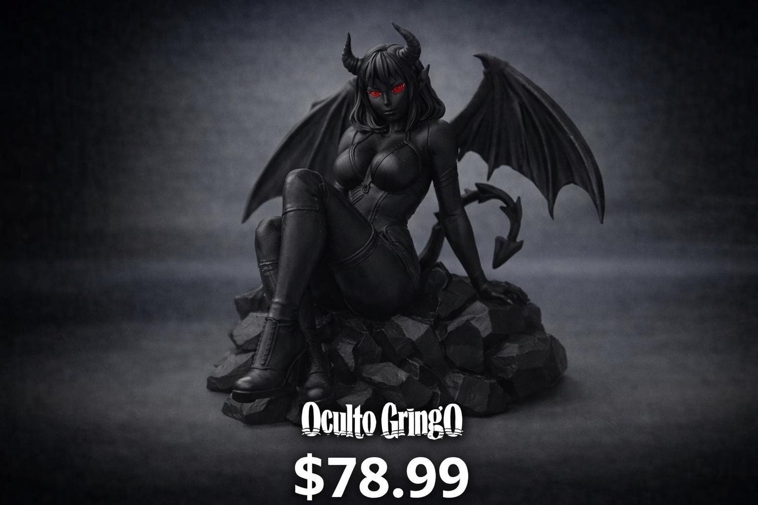 Demon Girl Figurine – Dark Fantasy Succubus Statue