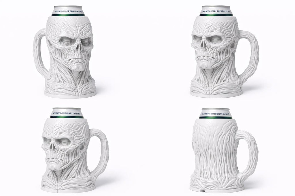 3D Printed Gothic Skull Beer Can Holder – Dark Fantasy Decor