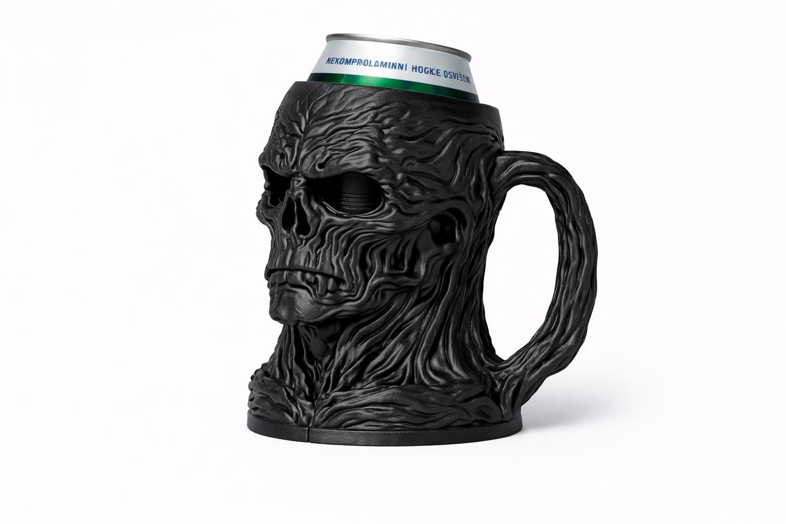 3D Printed Gothic Skull Beer Can Holder – Dark Fantasy Decor